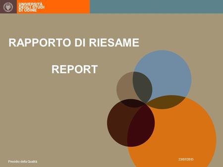 RAPPORTO DI RIESAME REPORT Presidio della Qualità 23/07/2015.