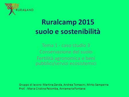 Ruralcamp 2015 suolo e sostenibilità