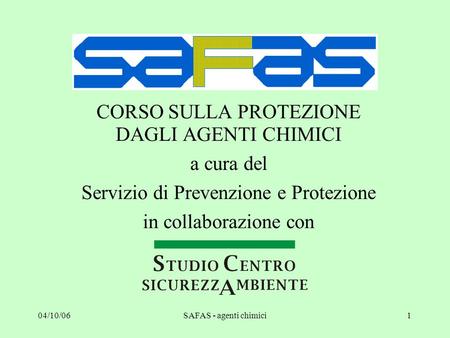 CORSO SULLA PROTEZIONE DAGLI AGENTI CHIMICI a cura del