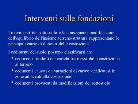 Interventi sulle fondazioni