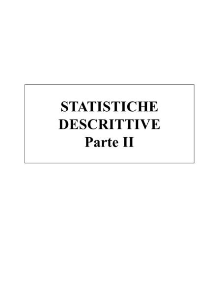 STATISTICHE DESCRITTIVE