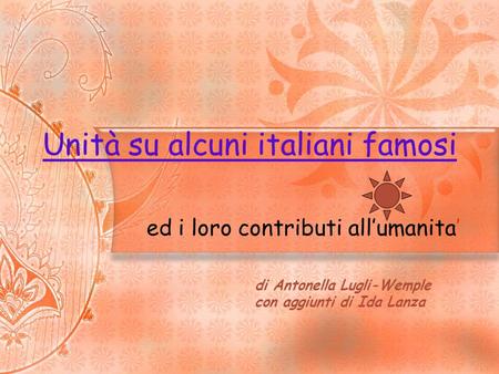 Unità su alcuni italiani famosi