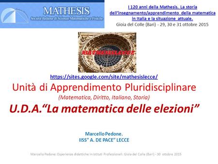 U.D.A.“La matematica delle elezioni”