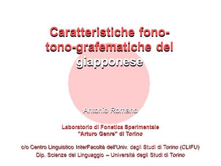 Caratteristiche fono-tono-grafematiche del giapponese