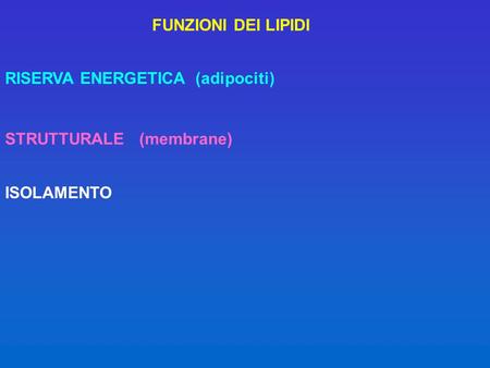 FUNZIONI DEI LIPIDI RISERVA ENERGETICA  (adipociti)