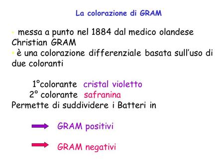 è una colorazione differenziale basata sull’uso di due coloranti