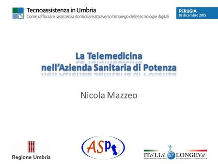 Nicola Mazzeo. La Telemedicina nell’Azienda Sanitaria di Potenza: Telemedicina Telemedicina Telemedicina Specialistica Telesalute Teleassistenza Televisita.