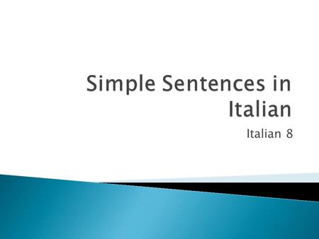 Simple Sentences in Italian