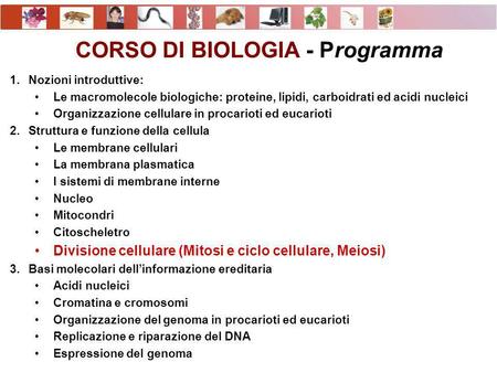 CORSO DI BIOLOGIA - Programma