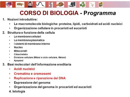 CORSO DI BIOLOGIA - Programma