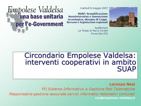 Circondario Empolese Valdelsa: interventi cooperativi in ambito SUAP