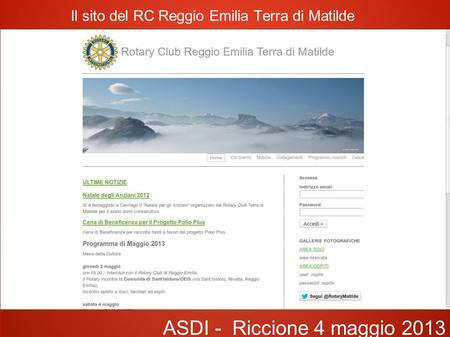 Il sito del RC Reggio Emilia Terra di Matilde ASDI - Riccione 4 maggio 2013.