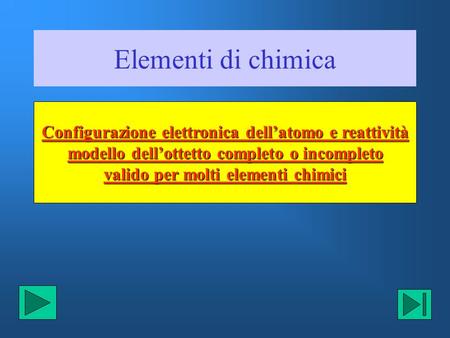 Elementi di chimica Configurazione elettronica dell’atomo e reattività