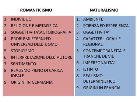 ROMANTICISMO NATURALISMO INDIVIDUO RELIGIONE E METAFISICA