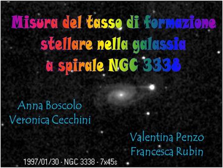 Misura del tasso di formazione stellare nella galassia