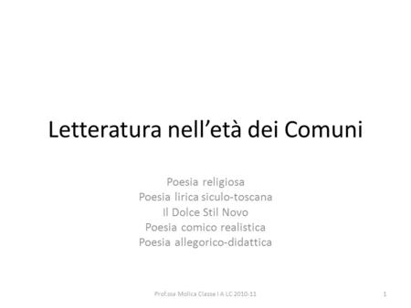 Letteratura nell’età dei Comuni