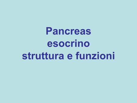 Pancreas esocrino struttura e funzioni