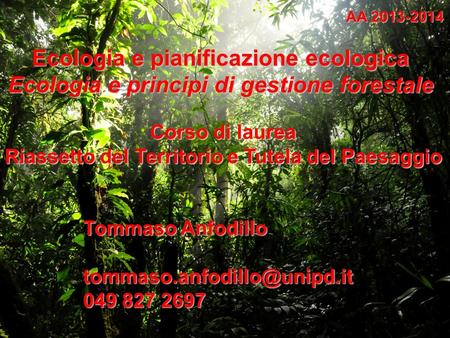 Ecologia e pianificazione ecologica