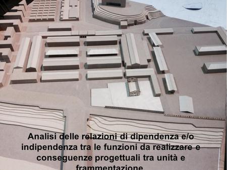 Analisi delle relazioni di dipendenza e/o indipendenza tra le funzioni da realizzare e conseguenze progettuali tra unità e frammentazione.