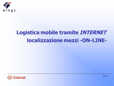 Pag. 1 Logistica mobile tramite INTERNET localizzazione mezzi -ON-LINE-