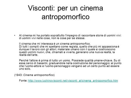 Visconti: per un cinema antropomorfico