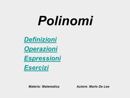 Polinomi Definizioni Operazioni Espressioni Esercizi