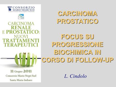 CARCINOMA PROSTATICO FOCUS SU PROGRESSIONE BIOCHIMICA IN CORSO DI FOLLOW-UP L. Cindolo.