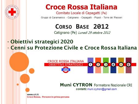Croce Rossa Italiana Corso Base Obiettivi strategici 2020