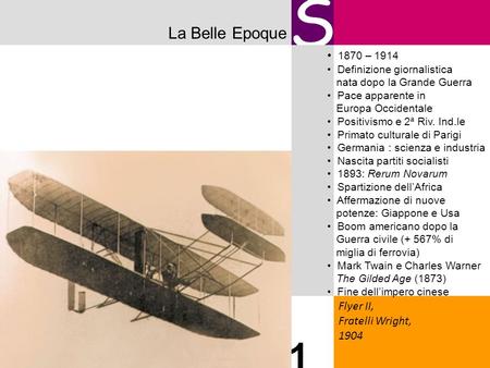 S 1 La Belle Epoque 1870 – 1914 Flyer II, Fratelli Wright, 1904