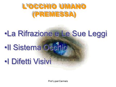L’OCCHIO UMANO (PREMESSA)