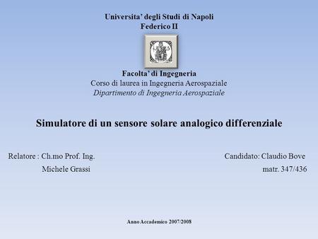 Simulatore di un sensore solare analogico differenziale