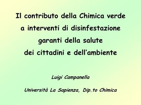 Università La Sapienza, Dip.to Chimica