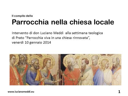 Il compito della Parrocchia nella chiesa locale