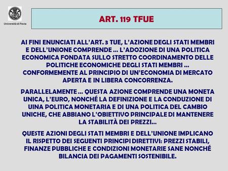 ART. 119 TFUE Università di Pavia