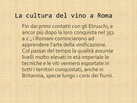 La cultura del vino a Roma