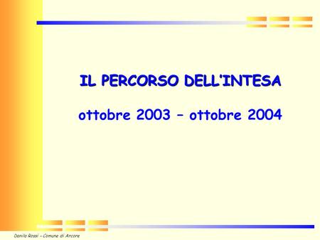 IL PERCORSO DELL’INTESA ottobre 2003 – ottobre 2004