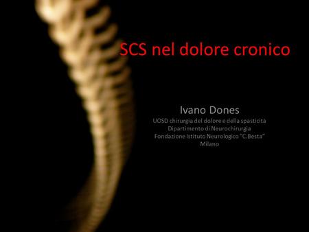 SCS nel dolore cronico Ivano Dones