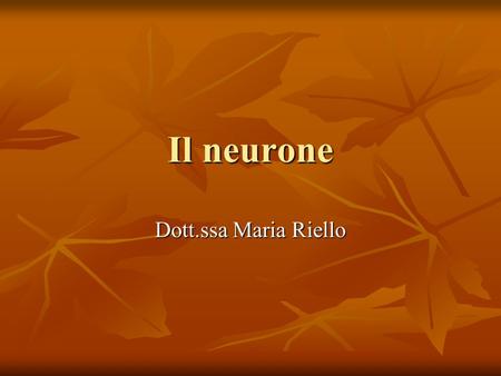 Il neurone Dott.ssa Maria Riello.