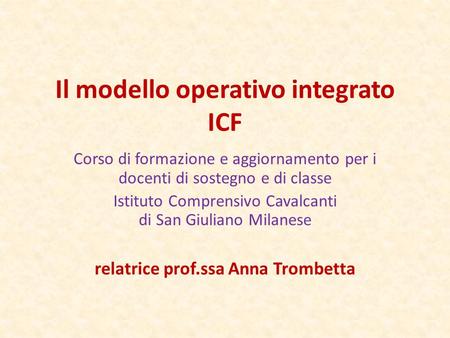 Il modello operativo integrato ICF