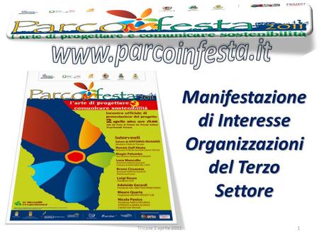 Manifestazione di Interesse Organizzazioni del Terzo Settore 1Tricase 2 aprile 2011.