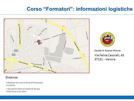 Corso “Formatori”: informazioni logistiche
