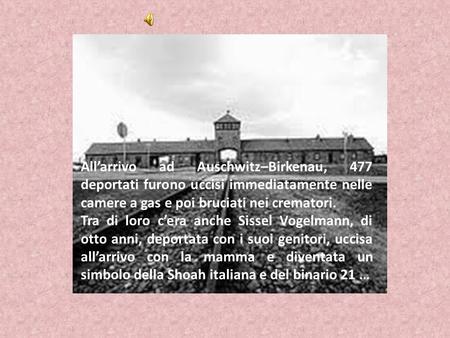 All’arrivo ad Auschwitz–Birkenau, 477 deportati furono uccisi immediatamente nelle camere a gas e poi bruciati nei crematori. Tra di loro c’era anche Sissel.