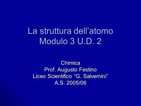 La struttura dell’atomo Modulo 3 U.D. 2