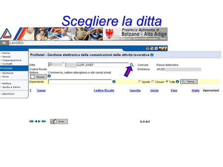 Scegliere la ditta. Inserire nuova comunicazione.