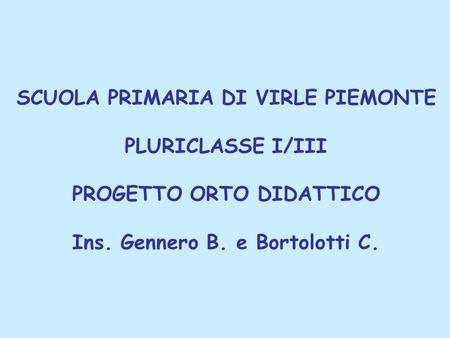 SCUOLA PRIMARIA DI VIRLE PIEMONTE PLURICLASSE I/III