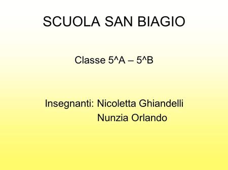 Classe 5^A – 5^B Insegnanti: Nicoletta Ghiandelli Nunzia Orlando