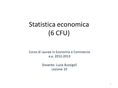 Statistica economica (6 CFU)