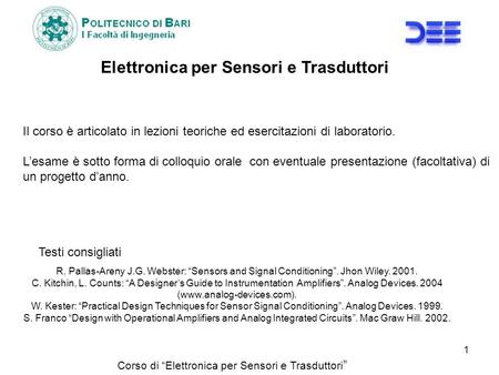 Elettronica per Sensori e Trasduttori