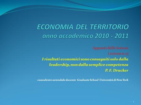 ECONOMIA DEL TERRITORIO anno accademico