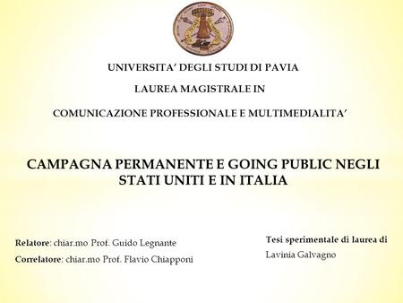 CAMPAGNA PERMANENTE E GOING PUBLIC NEGLI STATI UNITI E IN ITALIA